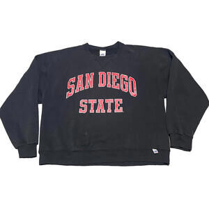 Vintage Russell San Diego Large L SDSU Crewneck Sweater College University Black